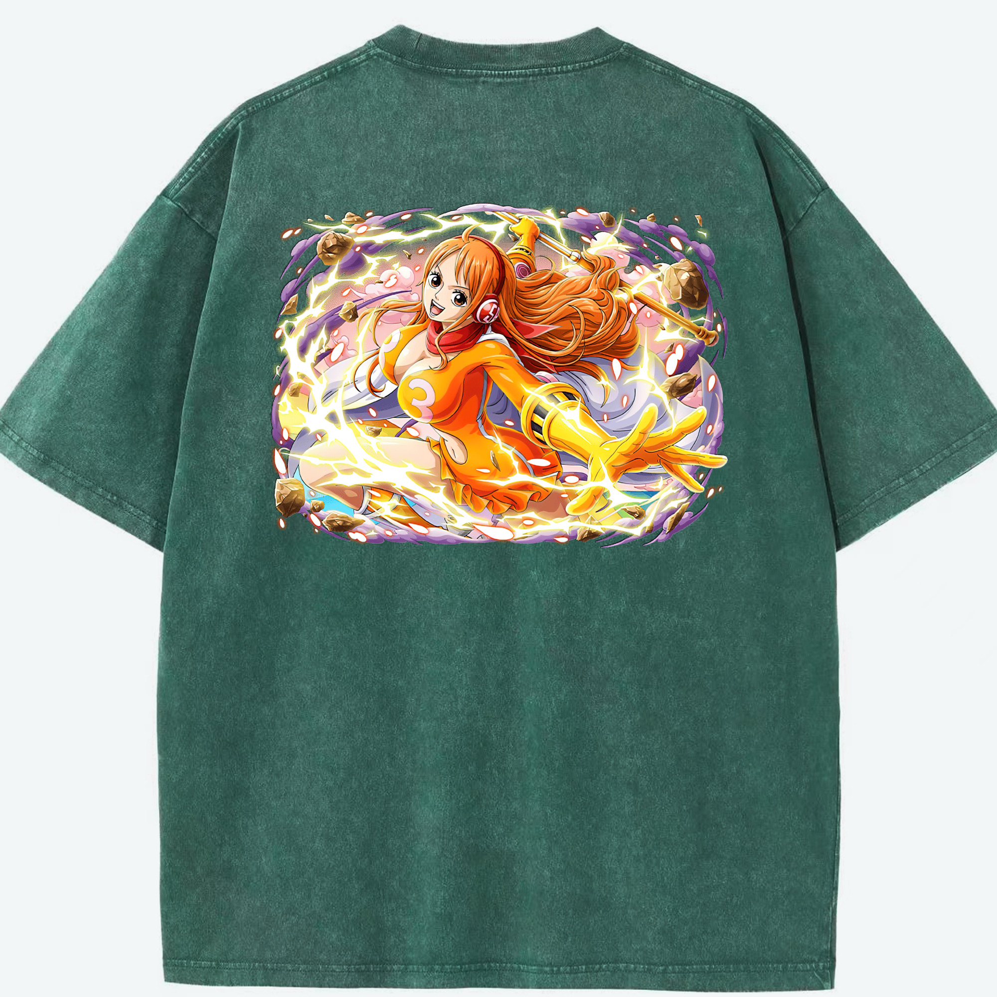 ワンピース ナミ ONE PIECE Nami 綿100% ヴィンテージ風 半袖Tシャツ（背面プリント）